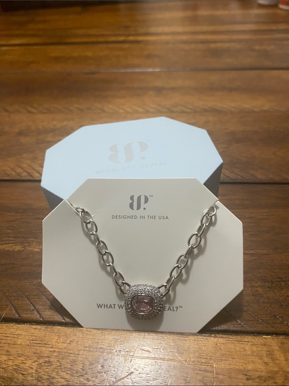 Bomb Party OG Originals Necklace - Rose Quartz Cubic Zirconia Rhodium Plating
